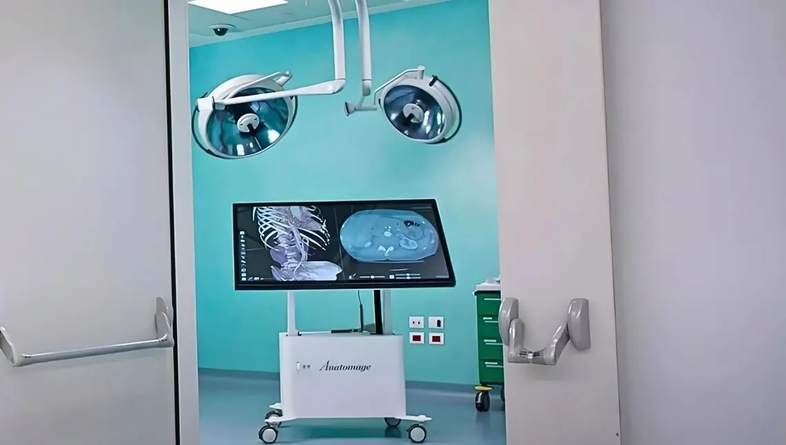 Anatomage Table Clinical displaying 3D anatomy visualizations, ideal for medical education in compact clinical offices.