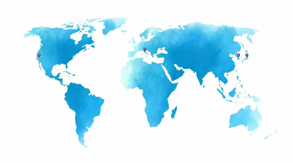 Map displaying Anatomage’s global locations and international presence around the world.